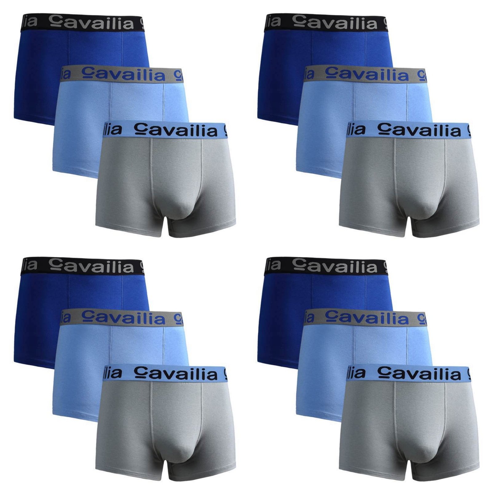 Hboxc 07 12 Pack Cotton Boxer Shorts – Solid Blue Everyday