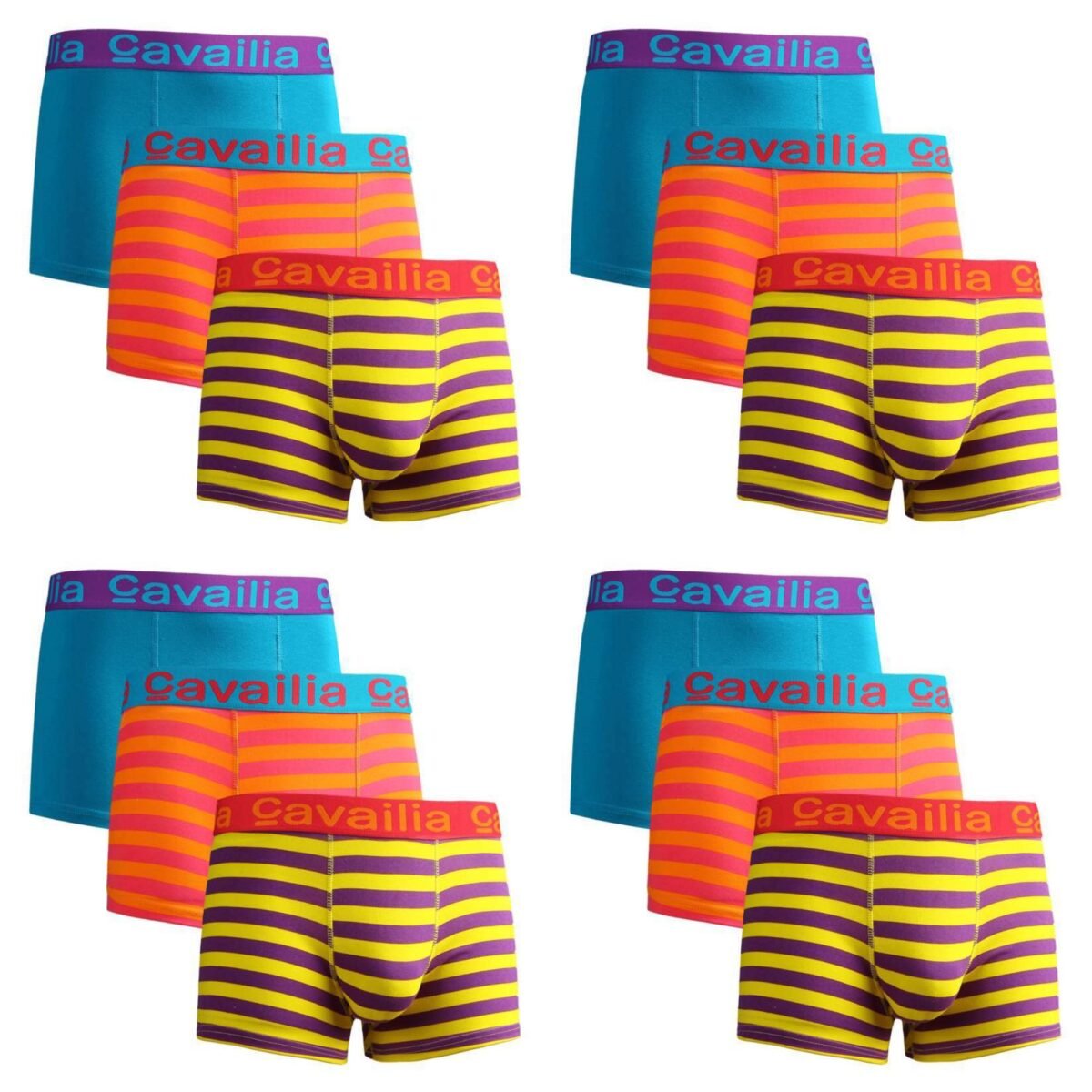 12 Pack Cotton Boxer Shorts – Blue Bright Mix