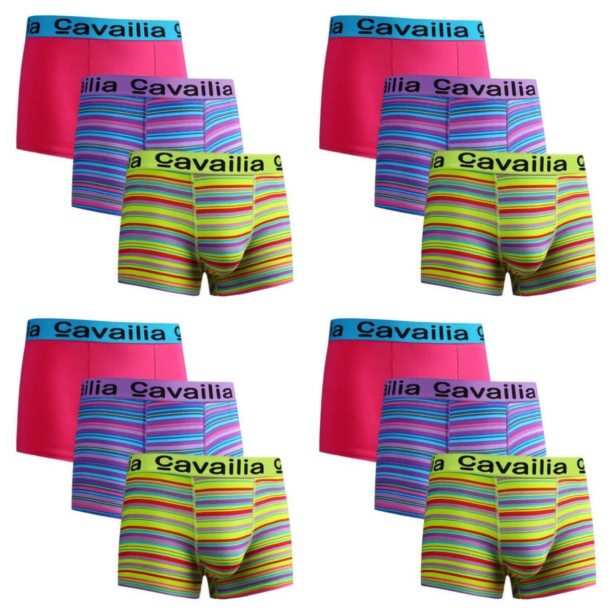 12 Pack Cotton Boxer Shorts – Multi Stripe Pack