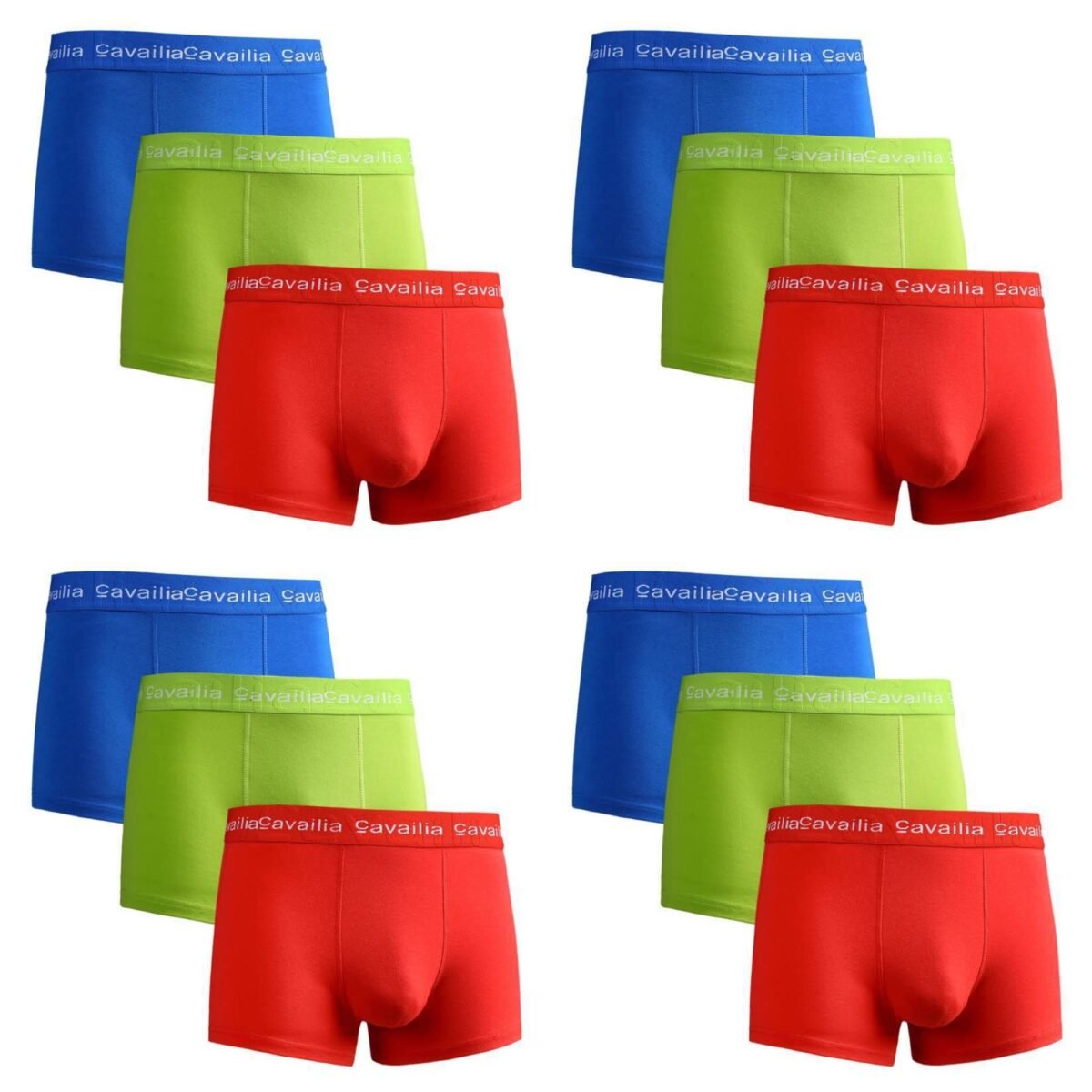 12 Pack Cotton Boxer Shorts – Plain Bright Colours