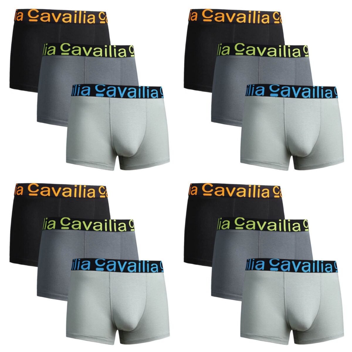 12 Pack Cotton Boxer Shorts – Silver Grey Comfort