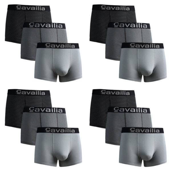 12 Pack Cotton Boxer Shorts – Black Dots & Stripes