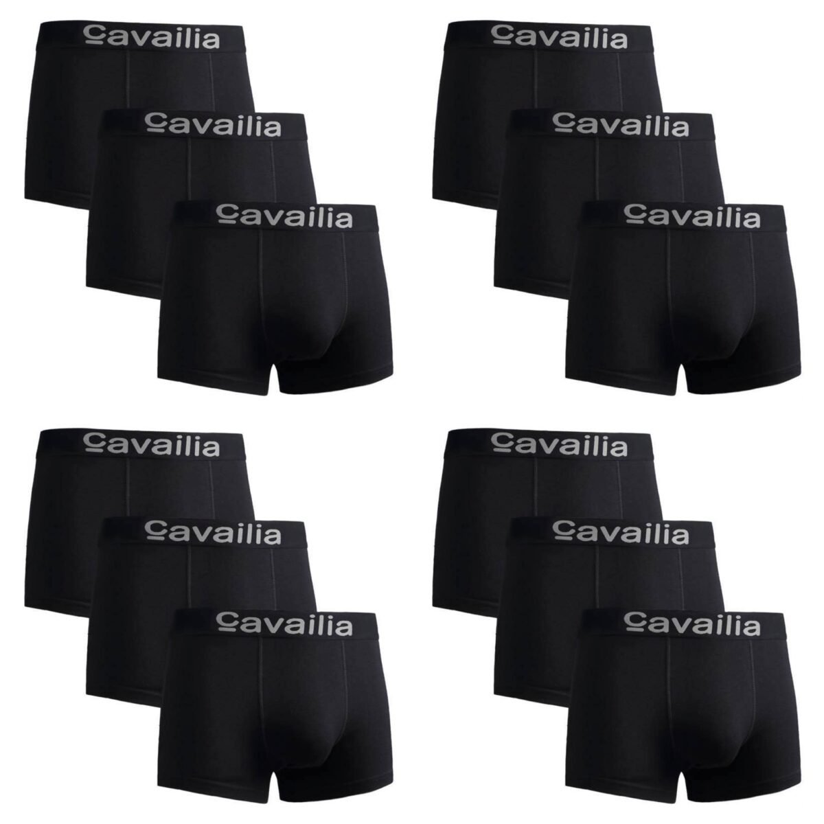 12 Pack Cotton Boxer Shorts – Solid Black Essential
