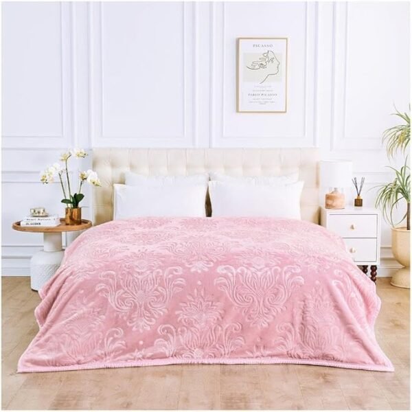 Deluxe Fleece Sherpa Cozy Blanket - Blush Pink