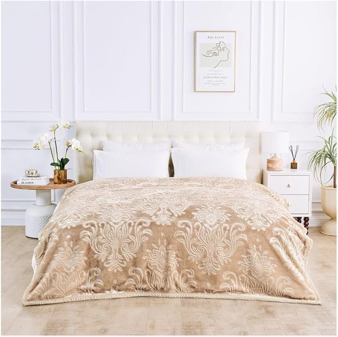 Deluxe Fleece Sherpa Cozy Blanket - Natural