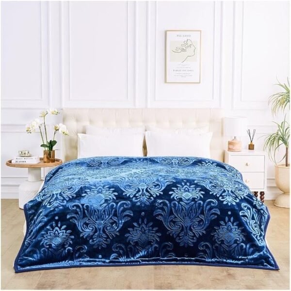Deluxe Fleece Sherpa Cozy Blanket - Navy
