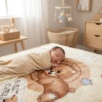 Sweet Bear Nursery Fleece Blanket - Beige - Image 10
