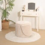 Modern Ribbed Velvet Storage Stool - Mink