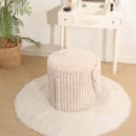 Modern Ribbed Velvet Storage Stool - Mink