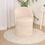 Modern Ribbed Velvet Storage Stool - Mink