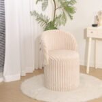 Modern Ribbed Velvet Storage Stool - Mink