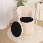 Modern Ribbed Velvet Storage Stool - Mink