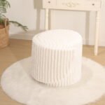 Modern Ribbed Velvet Storage Stool - Cream