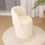Modern Ribbed Velvet Storage Stool - Cream