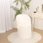 Modern Ribbed Velvet Storage Stool - Cream