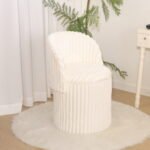 Modern Ribbed Velvet Storage Stool - Cream