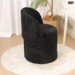 Modern Ribbed Velvet Storage Stool - Black