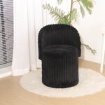 Modern Ribbed Velvet Storage Stool - Black