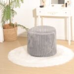 Modern Ribbed Velvet Storage Stool - Grey