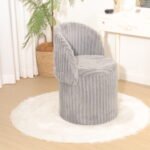 Modern Ribbed Velvet Storage Stool - Grey