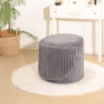 Modern Ribbed Velvet Storage Stool - Charcoal