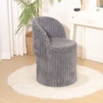 Modern Ribbed Velvet Storage Stool - Charcoal