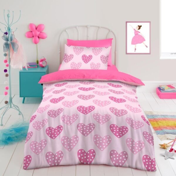 Cute Hearts Kids Duvet Cover Set- Multi