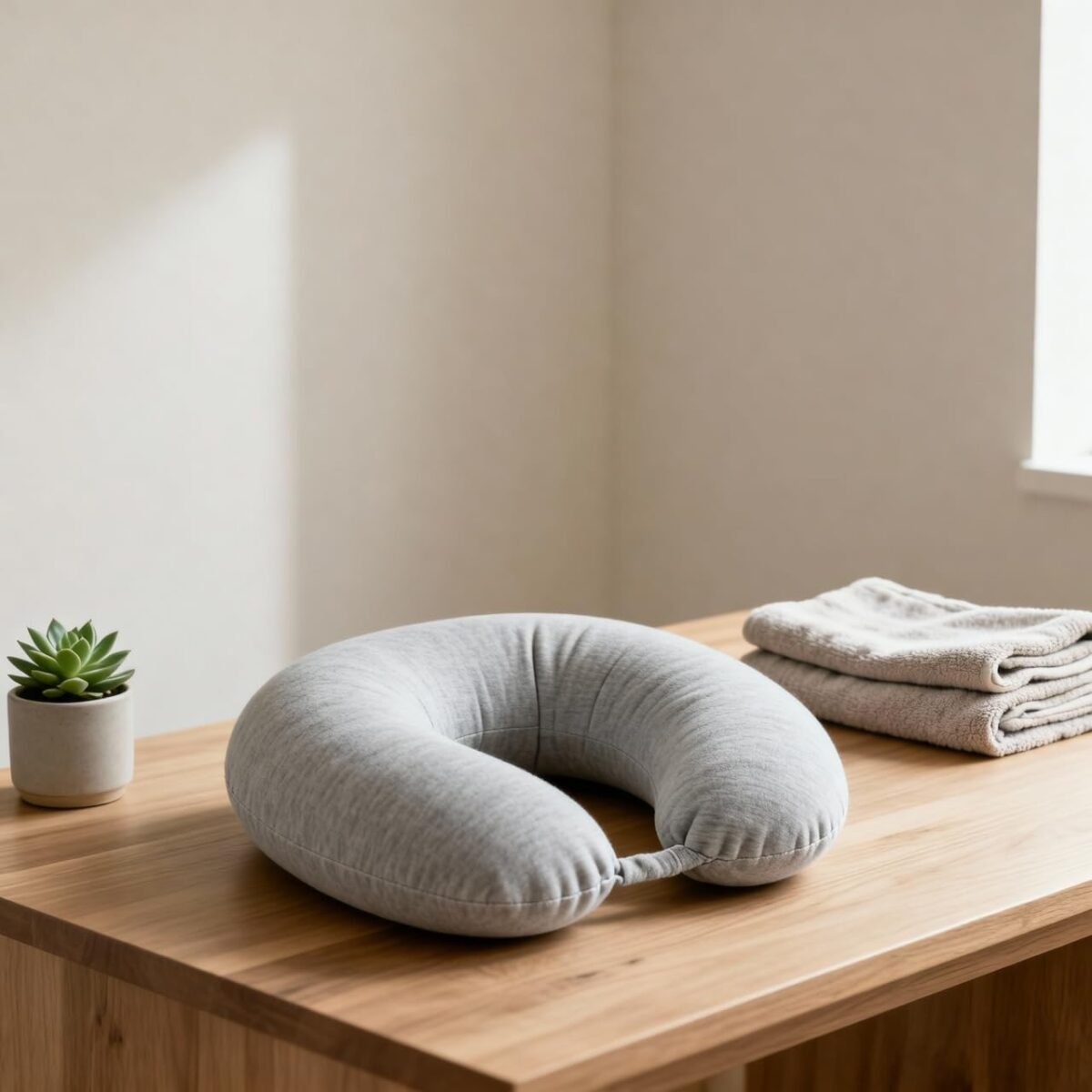 100% Polyester Adjustable Neck Pillow - Grey