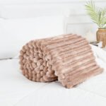 Luxury Ribbed Fleece Throw - Mink - Image 2