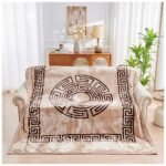 Luxury Greek Key Fleece Blanket - Mink/Choco - Image 2