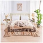Luxury Greek Key Fleece Blanket - Mink/Choco - Image 3