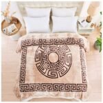 Luxury Greek Key Fleece Blanket Mink/Choco