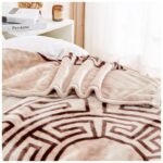 Luxury Greek Key Fleece Blanket - Mink/Choco - Image 4