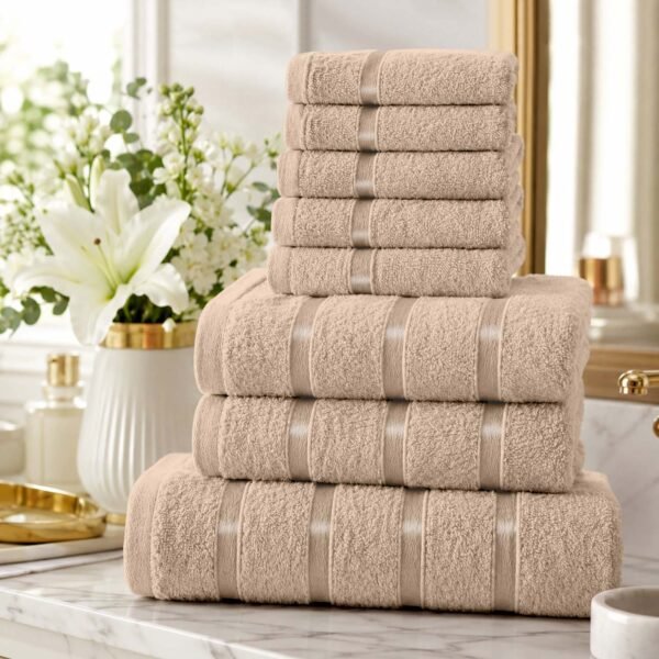 8 Piece Ultra Soft Cotton Towel Bale Set - Natural