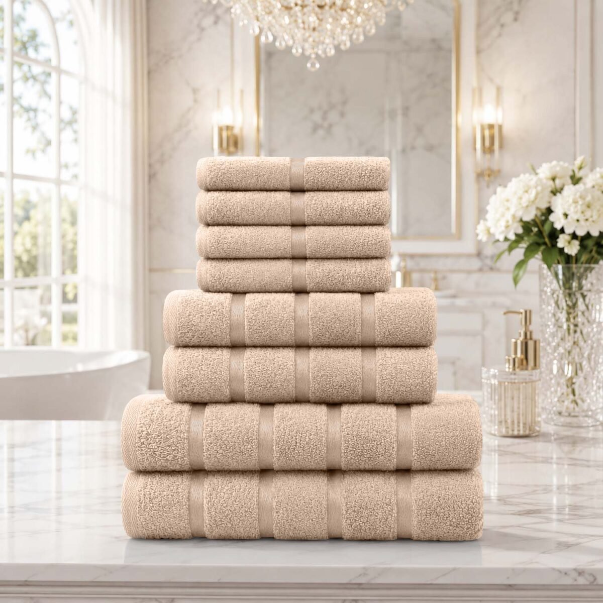 8 Piece Ultra Soft Cotton Towel Bale Set - Natural