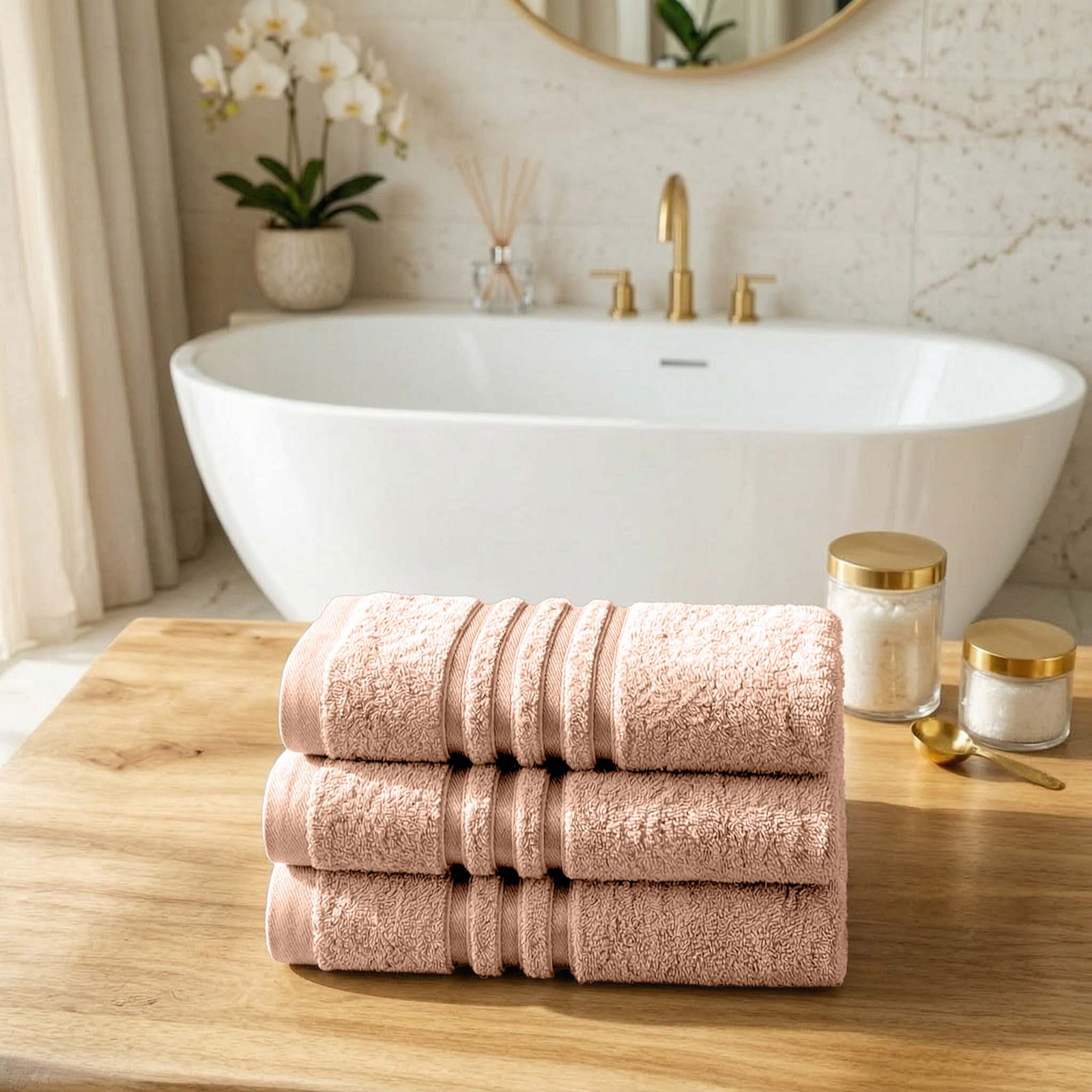 Natural 2 3 Pack Stripe Cotton Towel Sets - Natural