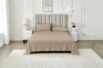 4 Piece Soft Plain Bed Sheet Set - Natural