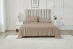 4 Piece Soft Plain Bed Sheet Set - Natural