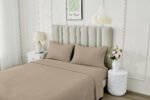 4 Piece Soft Plain Bed Sheet Set - Natural