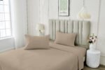 4 Piece Soft Plain Bed Sheet Set - Natural