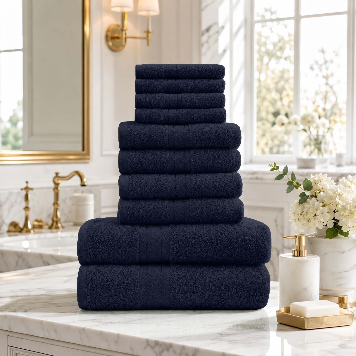 Navy 1 10 Piece Super Absorbent Towel Bale Set - Navy