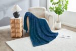Luxury Ribbed Fleece Throw - Navy - Image 8