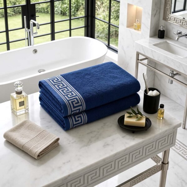 Soft 500 GSM Absorbent Cotton Towels - Navy