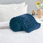 Luxury Ribbed Fleece Throw - Navy - Image 2