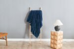 Luxury Ribbed Fleece Throw - Navy - Image 3
