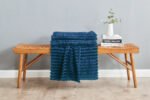 Luxury Ribbed Fleece Throw - Navy - Image 4