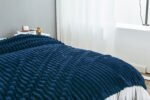 Luxury Ribbed Fleece Throw - Navy - Image 5