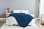 Luxury Ribbed Fleece Throw - Navy - Image 6