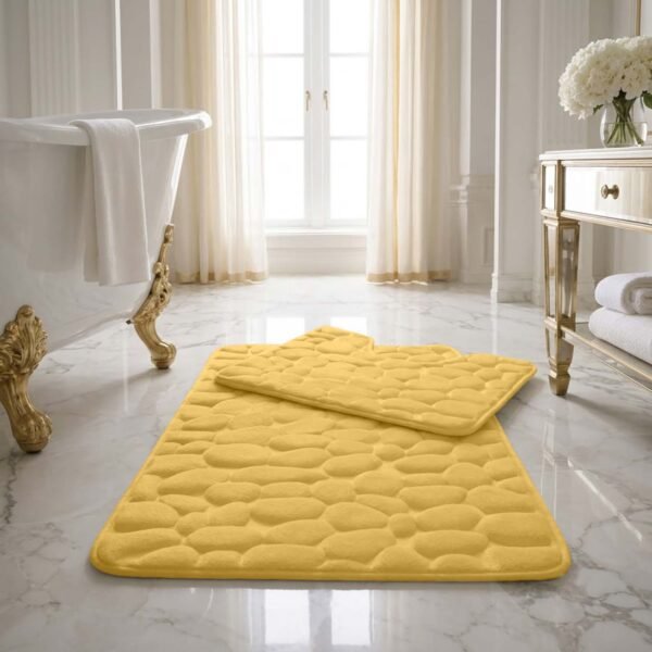 Luxury Pebbles Bathroom Mat 2 Piece - Ochre