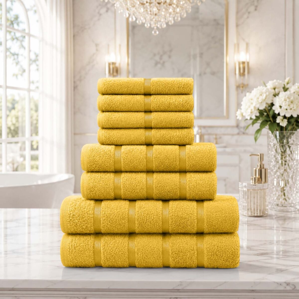 8 Piece Ultra Soft Cotton Towel Bale Set - Ochre